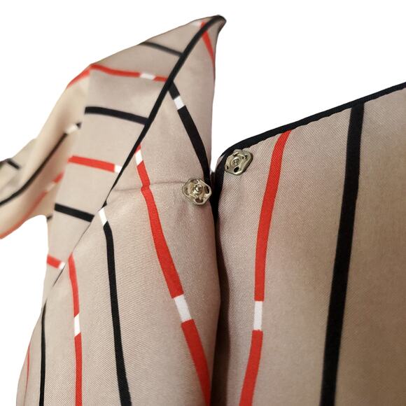 Vintage Joan Curtis Dress Striped Belted Short Sleeve Tan Black Red Sz 16 - Picture 3 of 12